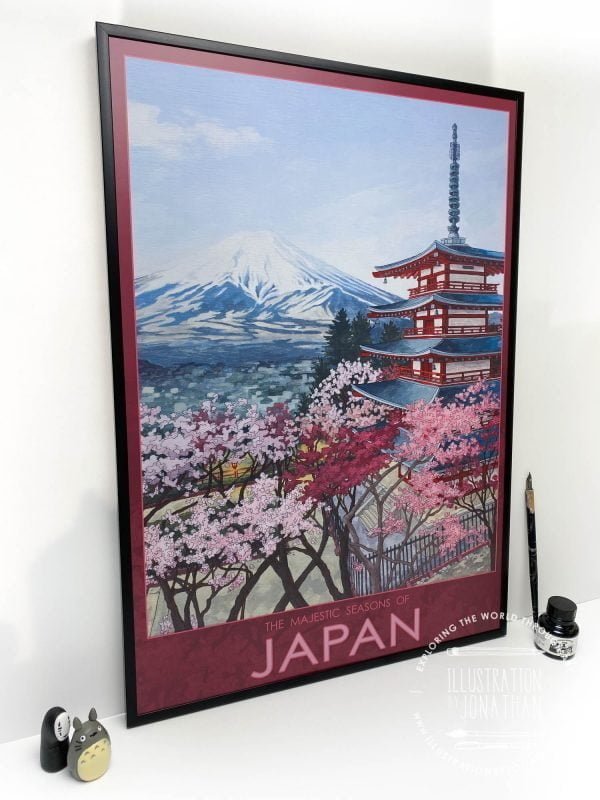 Majestic Seasons of Japan Travel Poster