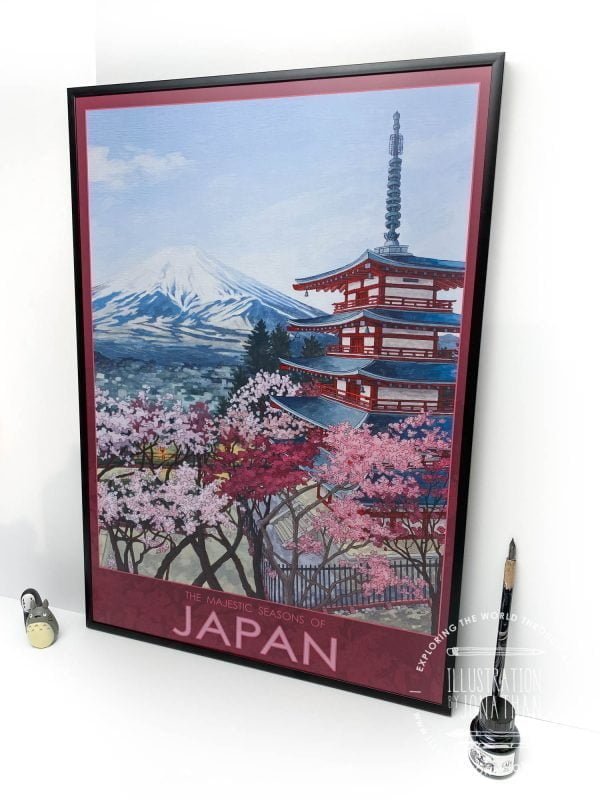 Majestic Seasons of Japan Travel Poster