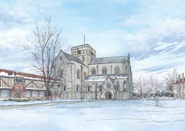 Hospital of St Cross in Winter Greeting Card