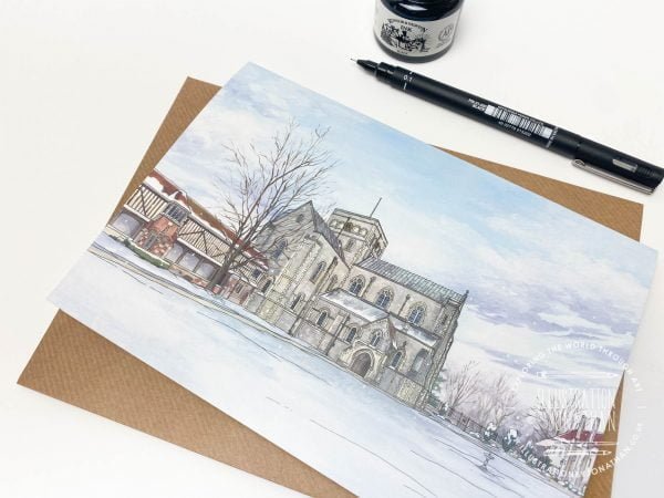 Hospital of St Cross in Winter Greeting Card