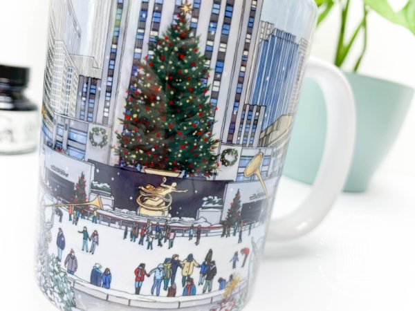 Rockefeller Christmas Tree Coffee Mug - Illustration by Jonathan