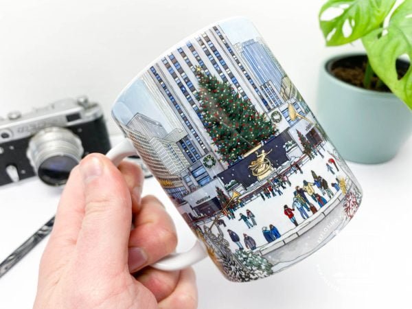 Rockefeller Christmas Tree Coffee Mug - Illustration by Jonathan