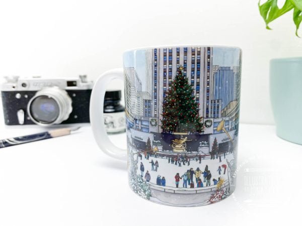 Rockefeller Christmas Tree Coffee Mug - Illustration by Jonathan