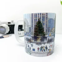 Rockefeller Christmas Tree Coffee Mug - Illustration by Jonathan