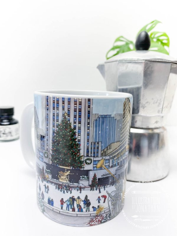 Rockefeller Christmas Tree Coffee Mug - Illustration by Jonathan