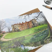 Snowdrops at Mottisfont Abbey Greeting Card - Illustration by Jonathan Chapman