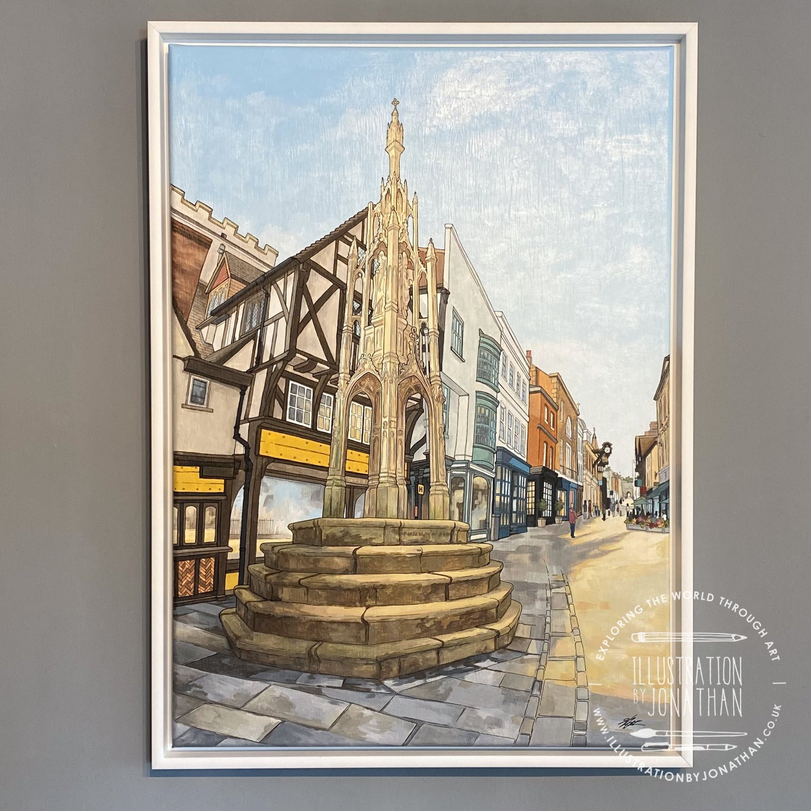 Sun onthe High Street Winchester 2022 - Original Painting by Jonathan Chapman