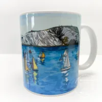 Round the Island Race Isle of Wight Coffee Mug - Illustration by Jonathan Chapman