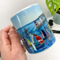 Round the Island Race Isle of Wight Coffee Mug - Illustration by Jonathan Chapman