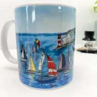 Round the Island Race Isle of Wight Coffee Mug - Illustration by Jonathan Chapman