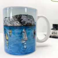 Round the Island Race Isle of Wight Coffee Mug - Illustration by Jonathan Chapman