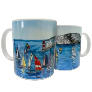 Round the Island Race Isle of Wight Coffee Mug - Illustration by Jonathan Chapman