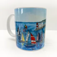 Round the Island Race Isle of Wight Coffee Mug - Illustration by Jonathan Chapman