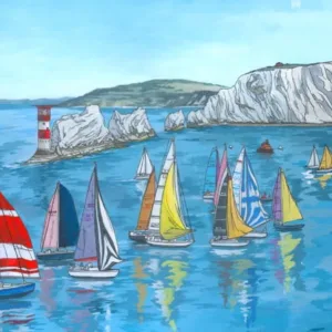 Round the Island Race Isle of Wight Coffee Mug - Illustration by Jonathan Chapman