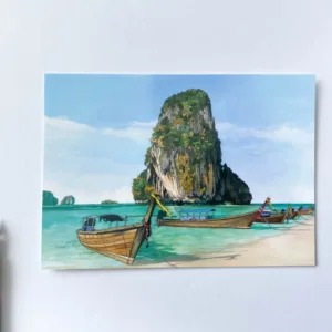 Railay Beach Thailand Postcard - Illustration by Jonathan