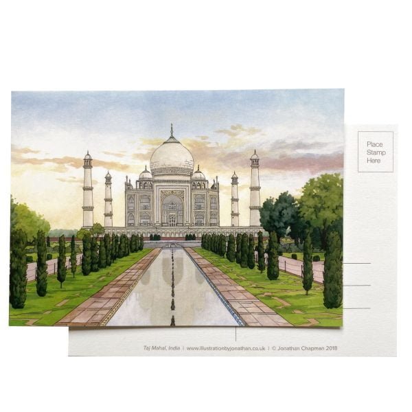 Taj Mahal India Postcard - Illustration by Jonathan