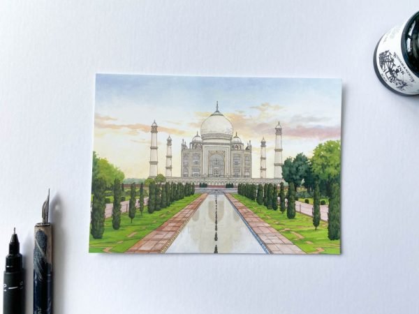 Taj Mahal India Postcard - Illustration by Jonathan