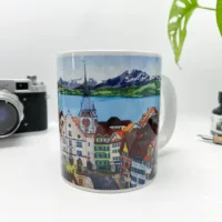 View Over Zug Coffee Mug (VOZCM700) - Illustration by Jonathan Chapman