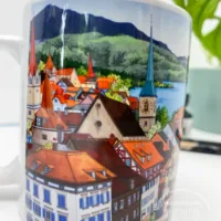 View Over Zug Coffee Mug (VOZCM700) - Illustration by Jonathan Chapman