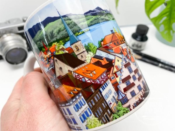 View Over Zug Coffee Mug (VOZCM700) - Illustration by Jonathan Chapman