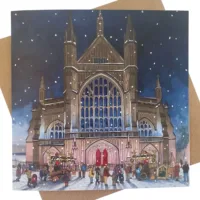 Cathedral Snowfall Greeting Card - Illustration by Jonathan Chapman