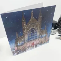 Cathedral Snowfall Greeting Card - Illustration by Jonathan Chapman