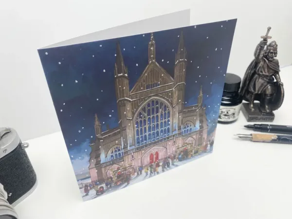 Cathedral Snowfall Greeting Card - Illustration by Jonathan Chapman