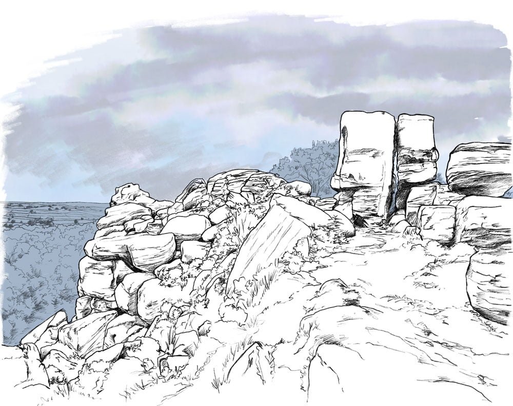 Brimham Rocks Drawing by Jonathan Chapman