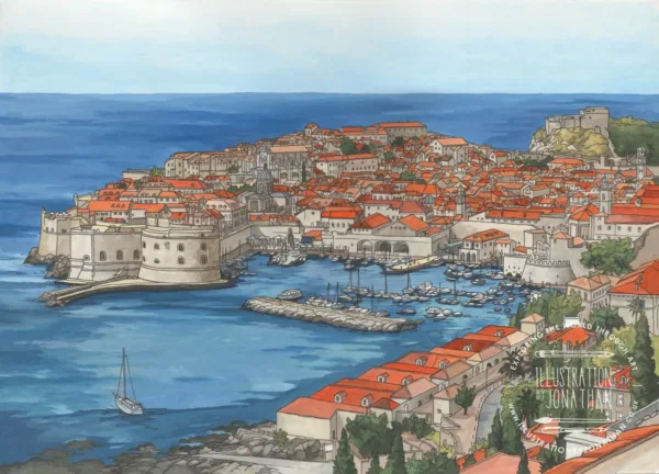 Dubrovnik, Croatia Original Painting - Illustration by Jonathan Chapman