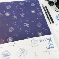 Explore by the Stars Wrapping Paper - Illustration by Jonathan Chapman