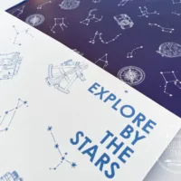 Explore by the Stars Wrapping Paper - Illustration by Jonathan Chapman