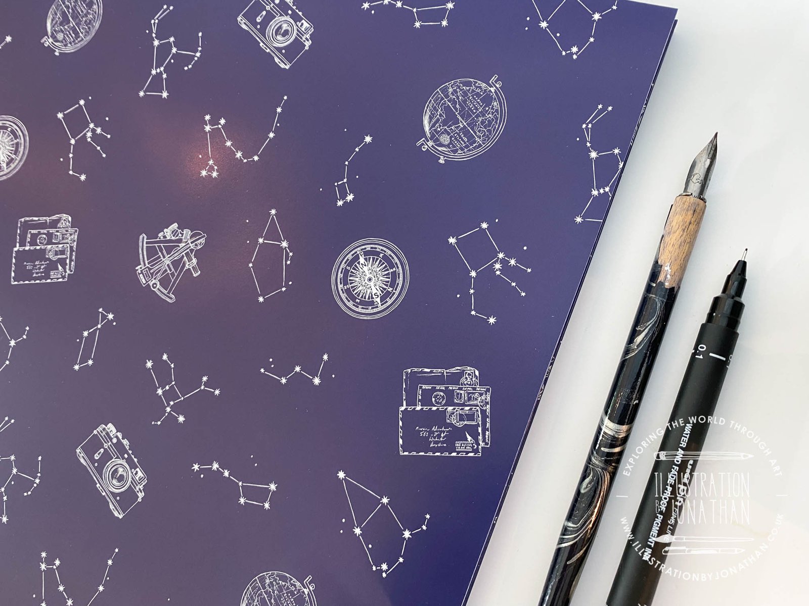 Explore by the Stars Wrapping Paper - Illustration by Jonathan Chapman