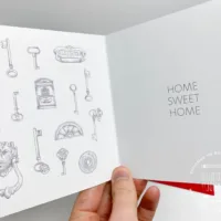 Home Sweet Home Greeting Card, interior design with pencil drawn details - Illustration by Jonathan Chapman