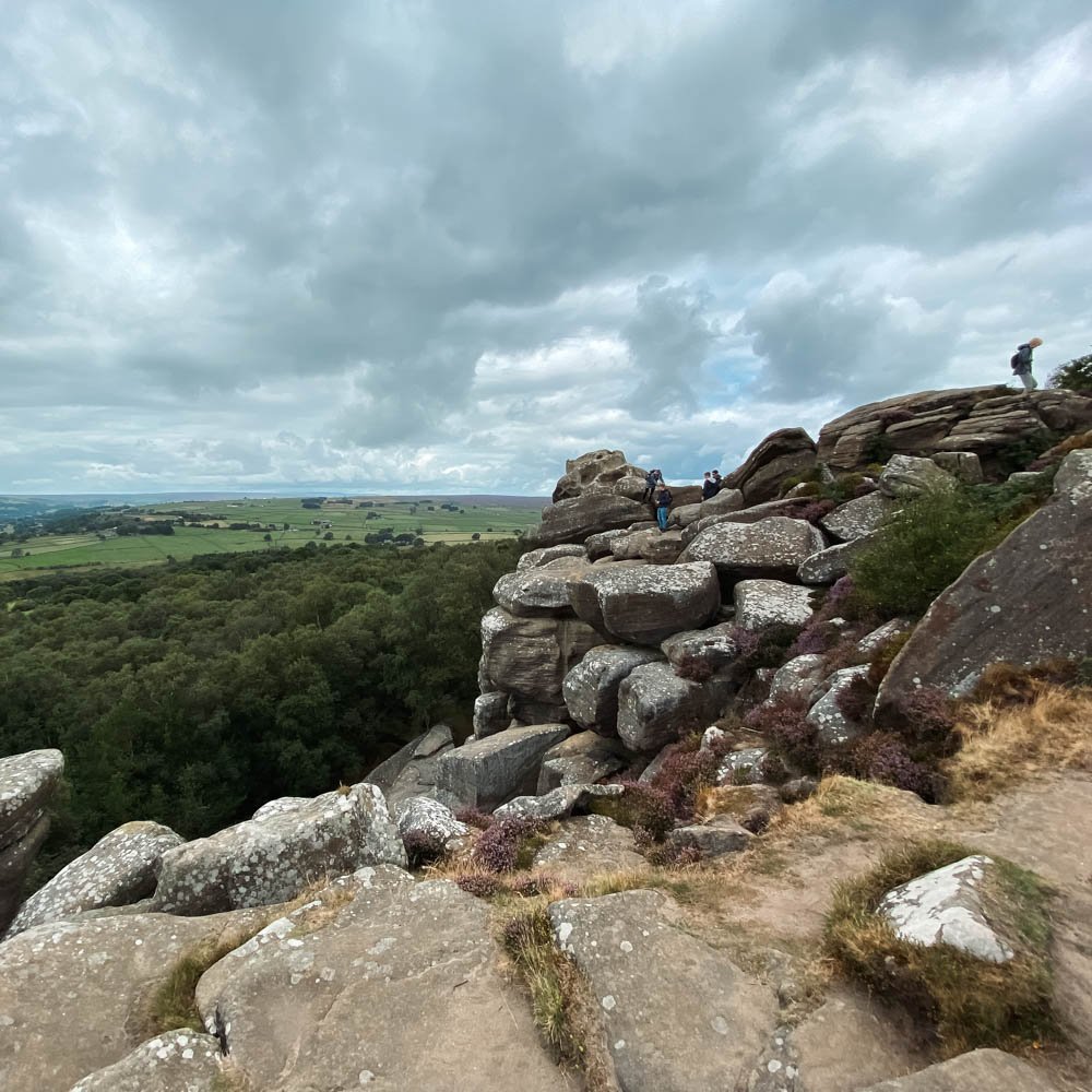 North Yorkshire, View from the top of Brimham Rocks to the green landscape beyond taken by Jonathan Chapman