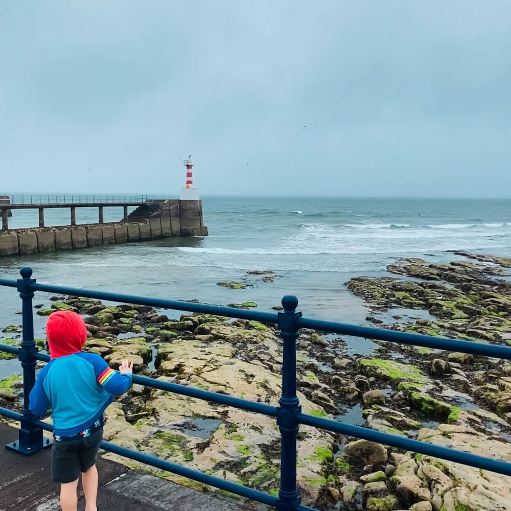 Northumberland Coast, Rocks and railings at the seafront in Amble taken by Jonathan Chapman