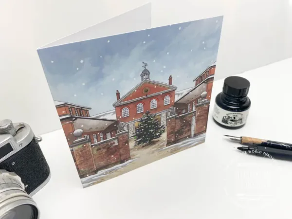 Greeting card of the Winter Stables at Mottisfont, created by artist and Illustrator Jonathan Chapman