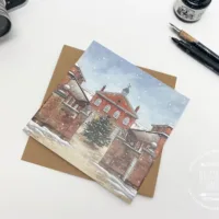 Greeting card of the Winter Stables at Mottisfont, created by artist and Illustrator Jonathan Chapman