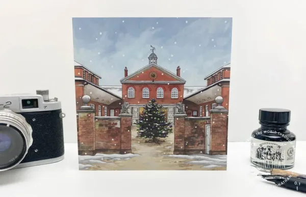 Greeting card of the Winter Stables at Mottisfont, created by artist and Illustrator Jonathan Chapman