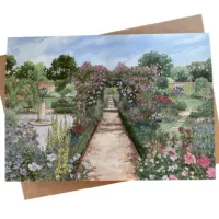 The Rose Garden at Mottisfont Abbey Greeting Card - Illustration by Jonathan