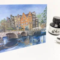 Lekkeresluisbrug (Brug 59) Amsterdam Postcard - Illustration by Jonathan Chapman