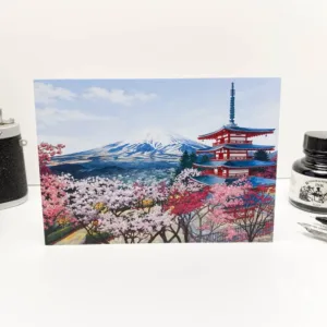 Chureito Pagoda Japan Postcard - Illustration by Jonathan Chapman