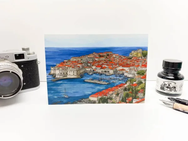 Dubrovnik Croatia Postcard - Illustration by Jonathan Chapman