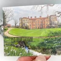 Snowdrops at Mottisfont Abbey Postcard - Illustration by Jonathan