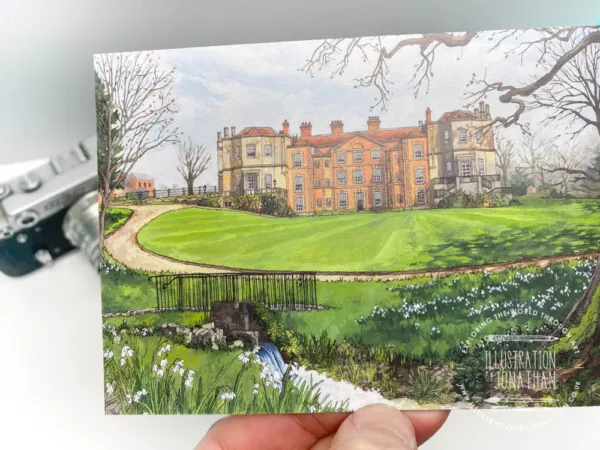 Snowdrops at Mottisfont Abbey Postcard - Illustration by Jonathan