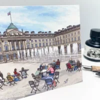 Somerset House in Summer Postcard - Illustration by Jonathan Chapman