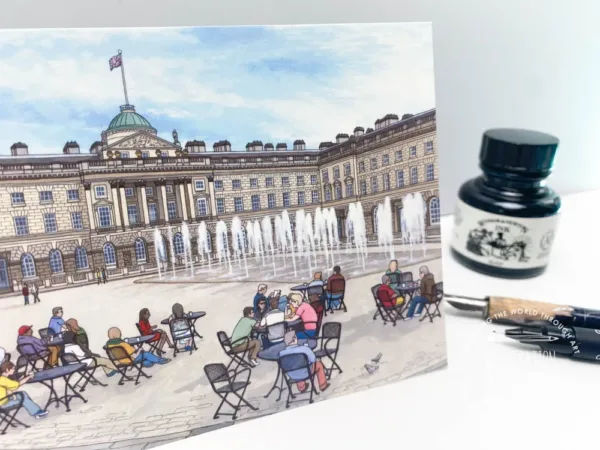 Somerset House in Summer Postcard - Illustration by Jonathan Chapman