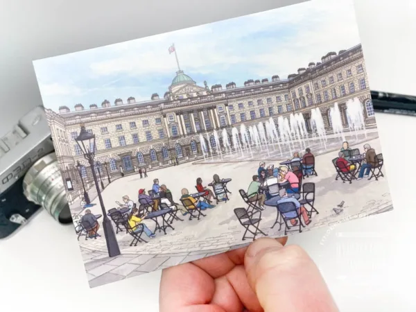 Somerset House in Summer Postcard - Illustration by Jonathan Chapman