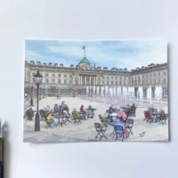 Somerset House in Summer Postcard - Illustration by Jonathan Chapman