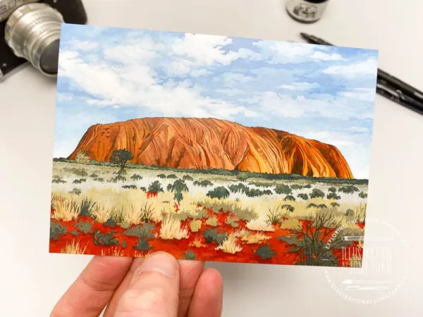 Uluru / Ayers Rock Postcard - Illustration by Jonathan Chapman