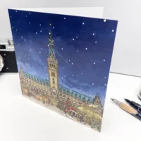 Weihnachtsmarkt Hamburg Greeting Card - Illustration by Jonathan Chapman